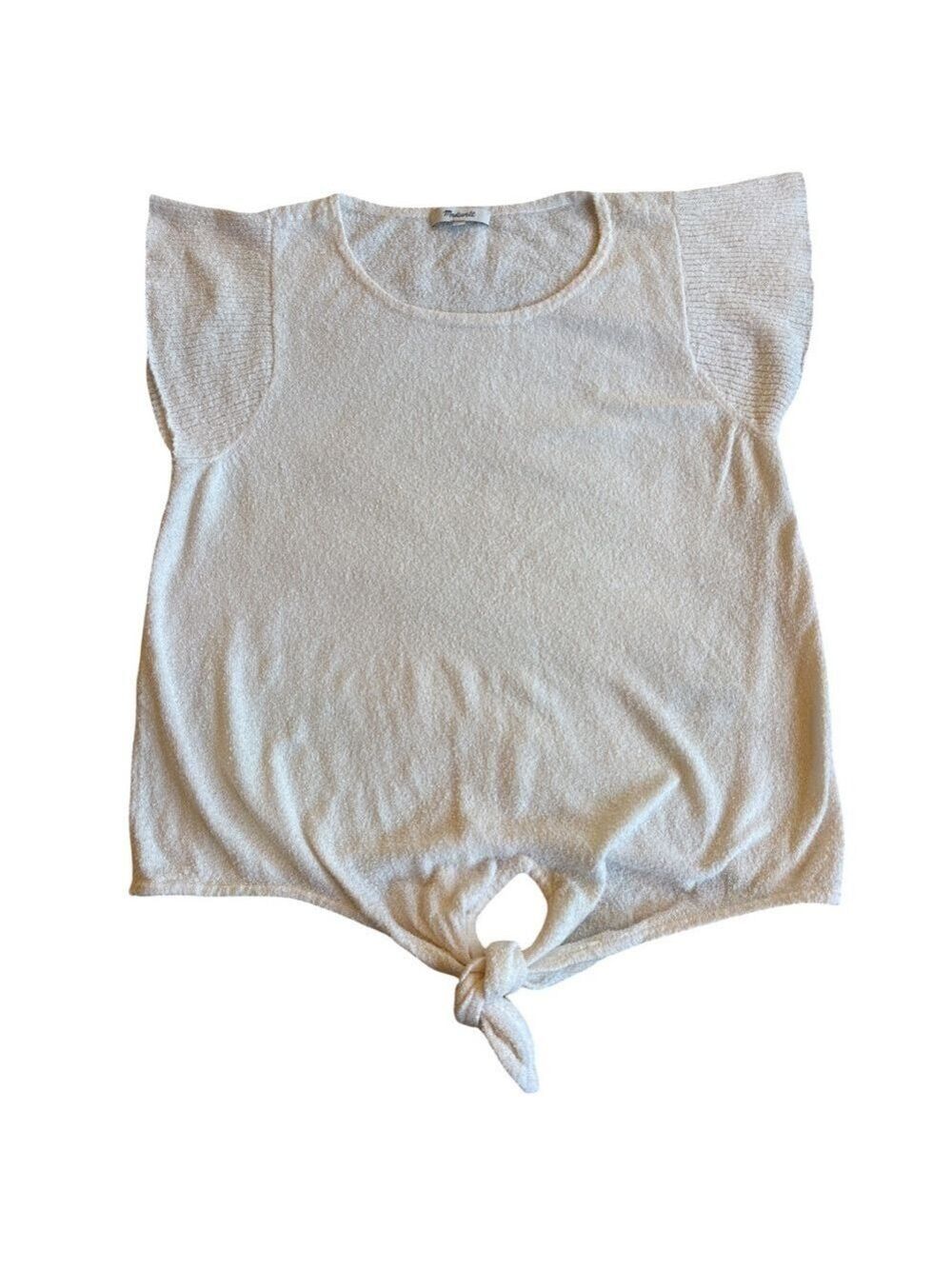 Madewell Cream Short Sleeve Knot Front Tee Xl